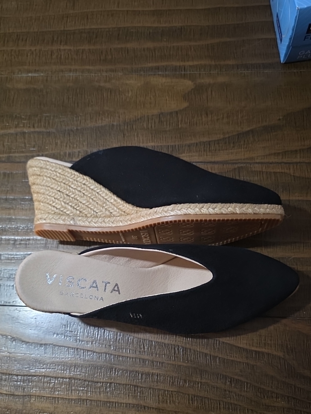 Viscata Black Espadrille Wedge Mule